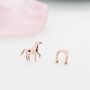 Sterling Silver Mismatched Running Horse And Horseshoe Stud Earrings, thumbnail 7 of 12