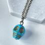 Turquoise Halloween Skull Pendant, thumbnail 2 of 3