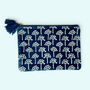 Embroidered Velvet Make Up Bag | Everyday Pouch | Allium Seedhead In Navy Blue, thumbnail 1 of 4