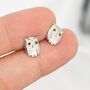 Cute Baby Owl Face Stud Earrings In Sterling Silver, thumbnail 5 of 11