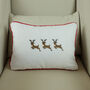 Christmas Themed Reindeer Embroidered Cushion, thumbnail 4 of 5