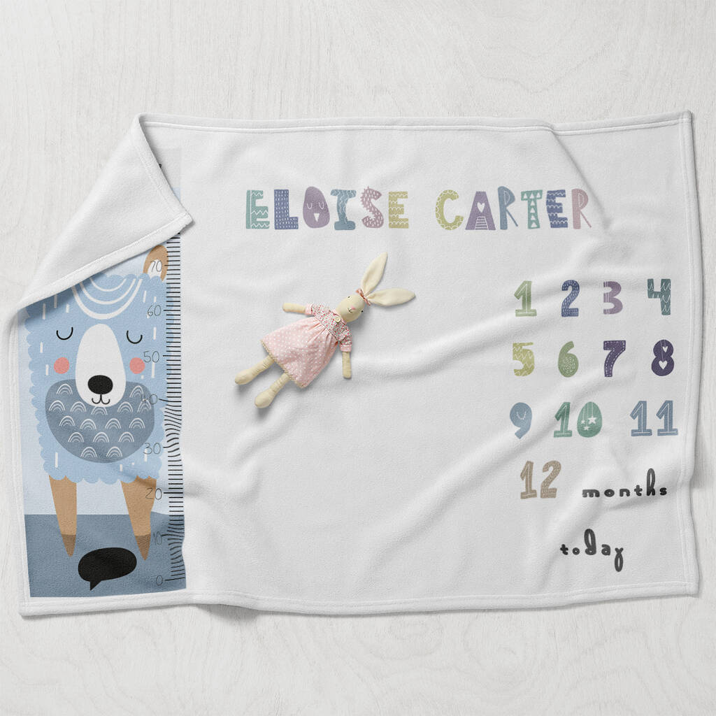 Personalised Luxury Baby Growth Chart Milestone Blanket By Studio Hop