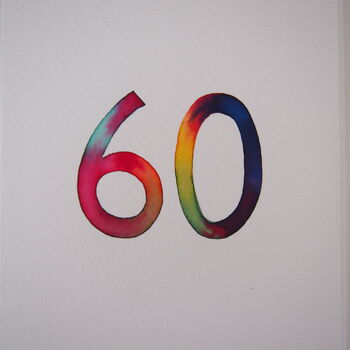 Handmade 60th / Any Age Watercolour Birthday Card, 5 of 7