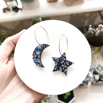 Moon And Star Hoop Earrings Mix Match Celestial Hoops, 2 of 4