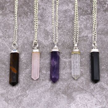 Gemstone Classic Point Pendant Black Agate, 8 of 8