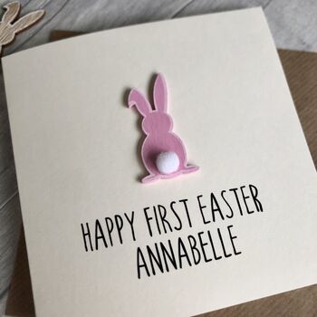 Personalised Happy First Easter Painted Rabbit Card, 3 of 4