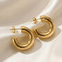 Thick Small Hoop Earrings In 18k Gold, Minimalist Women's Jewellery, thumbnail 2 of 6