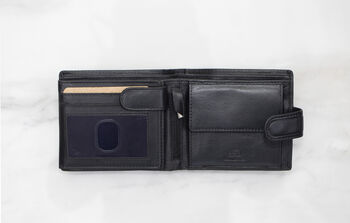 Personalised Black Leather Wallet Trifold Rfid, 4 of 7
