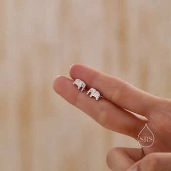 Cute Dainty Elephant Stud Earrings In Sterling Silver, 6 of 12