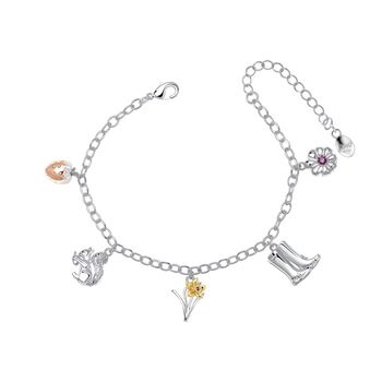 Silver Plated Woodland Charms Bracelet With Amethyst Crystal, 2 of 5