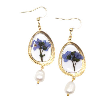 Forget Me Not Or Lace And Freshwater Pearl Drop Earrings, 3 of 5