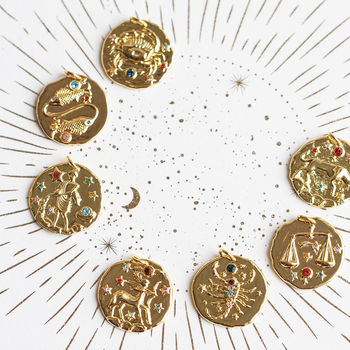 Zodiac Figures Gemstone Symbols Necklace, 5 of 11