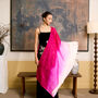 100% Mulberry Silk Scarf, Ombre Hot Pink And White In Gift Box, thumbnail 1 of 12