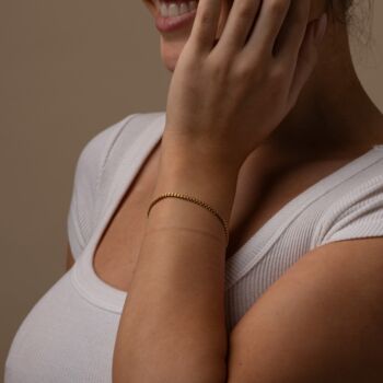 Womens Gold 3 Mm Cuban Personalised Bracelet, 8 of 10