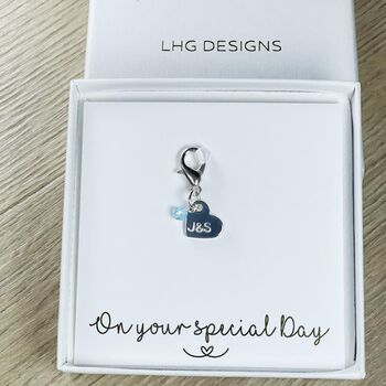 Personalised Something Blue Heart Bouquet Charm, 3 of 3