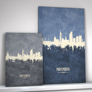 Portsmouth Skyline Print And Box Canvas, 2 of 6