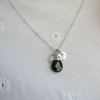 Black Agate And Freshwater Pearl Necklace, 2 of 4