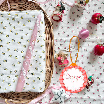 Hand Painted Pink Christmas Taper Candles, 3 of 6