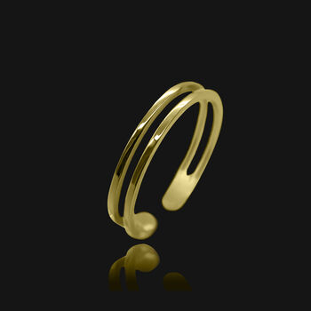 Gold Double Band Adjustable Ring, Three Sizes, 2 of 6