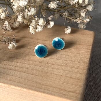 Handmade Turquoise Ceramic Dot Stud Earrings, 4 of 8