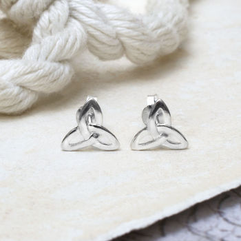 Sterling Silver Small Celtic Triquetra Stud Earrings, 2 of 3