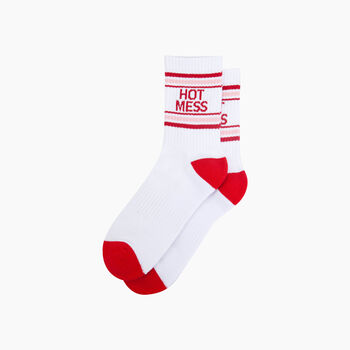 Hot Mess Organic Cotton Sports Socks In White, 3 of 4