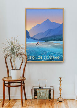 Go Ice Skating Travel Poster Art Print, 5 of 8