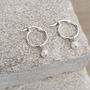 Sterling Silver Pearl Hoop Earrings, thumbnail 2 of 12