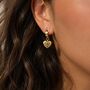 Dainty Heart Charm Hoop Earrings, thumbnail 2 of 6