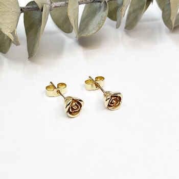 9ct Gold Rose Earrings, 2 of 10