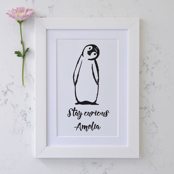 Personalised Curious Penguin Art, 4 of 5