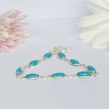 Solid Silver Bracelets With Natural Turquoise Gemstones, 3 of 4
