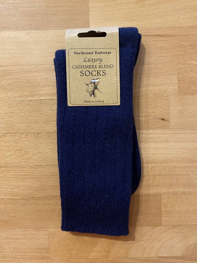 Mens Cashmere Blend Socks Navy Blue By Heliotique