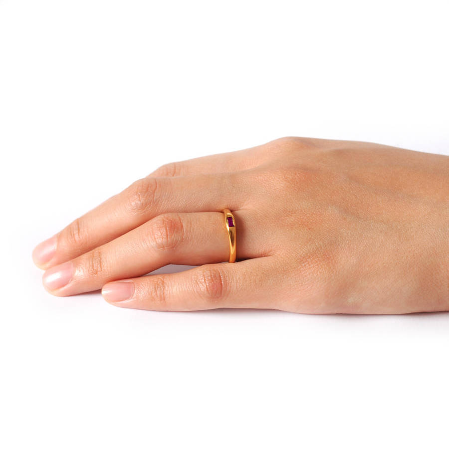 ruby ring with baguettes