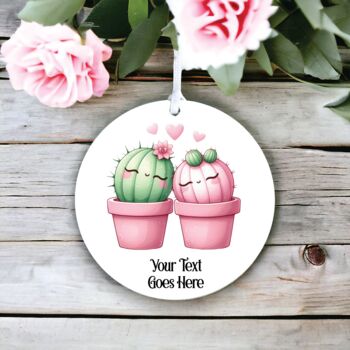 Personalised Cute Cactus Couple Love Decoration H, 2 of 2