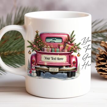 Personalised Christmas Vintage Truck Gift Mug, 3 of 9