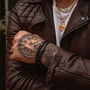 Mens Black Adjustable Leather Bracelet Double Clasp, thumbnail 3 of 9