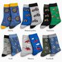 Football Themed Mens Bamboo Socks With Personalised Label Sleeve, thumbnail 5 of 5