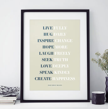 Personalised Our Family Beliefs Print, 7 of 7