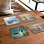 Coastal Whispers Series Set Of Four Pu Leather Coasters, thumbnail 6 of 8