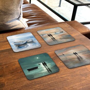 Coastal Whispers Series Set Of Four Pu Leather Coasters, 6 of 8