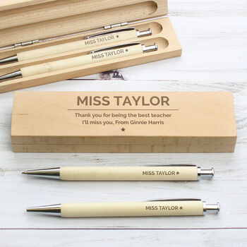 Personalised Classic Wooden Pen And Pencil Box Set, 5 of 8