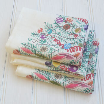'Oh Christmas Tree' Linen T Towel, 3 of 4