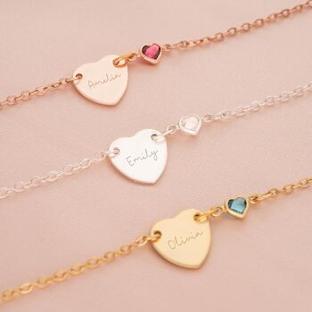 Chloe Heart And Heart Birthstone Bracelet Photo Set, 2 of 12
