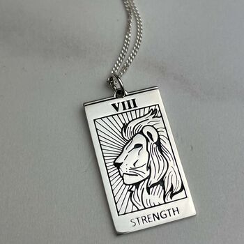 Sterling Silver Lion Strength Tarot Necklace, 5 of 5