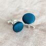 Blue Pure Silk Covered Cufflinks, thumbnail 2 of 4