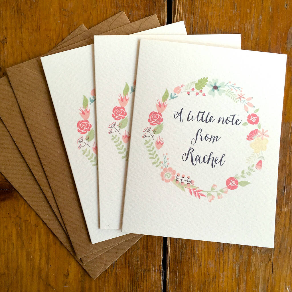 Set Of Three Flower Circle Personalised Notelets By arbee