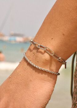 Silver Paperclip Chain Bracelet Adjustable Gift, 4 of 8