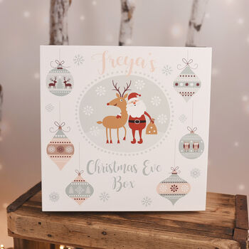 Personalised Winter Charm Wooden Christmas Eve Box, 2 of 9