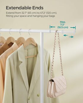 Extendable Clothes Rail Rolling Garment Rack, 2 of 6